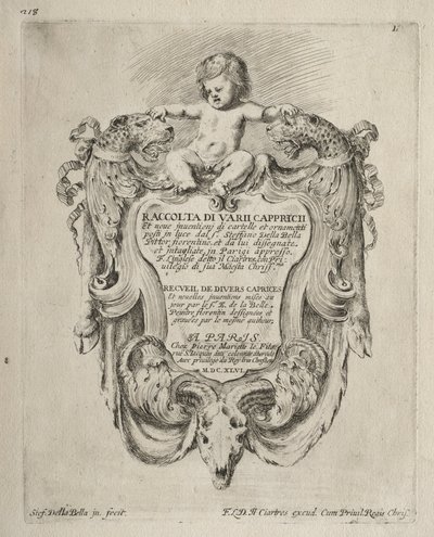 Colección de varios caprichos y nuevos diseños de cartuchos y ornamentos de Stefano della Bella