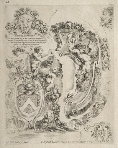 Colección de Varios Caprichos y Nuevos Diseños de Cartuchos y Adornos: No. 2, Página de Dedicación de Stefano della Bella