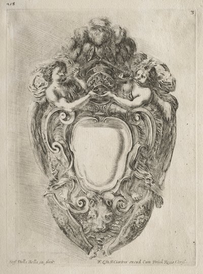 Colección de varios caprichos y nuevos diseños de cartuchos y adornos: No. 3 de Stefano della Bella