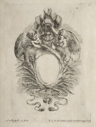 Colección de varios caprichos y nuevos diseños de cartuchos y adornos: No. 5 de Stefano della Bella