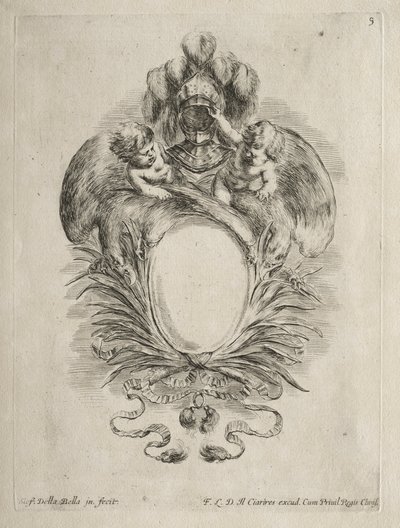 Colección de varios caprichos y nuevos diseños de cartuchos y ornamentos: No. 5 de Stefano della Bella