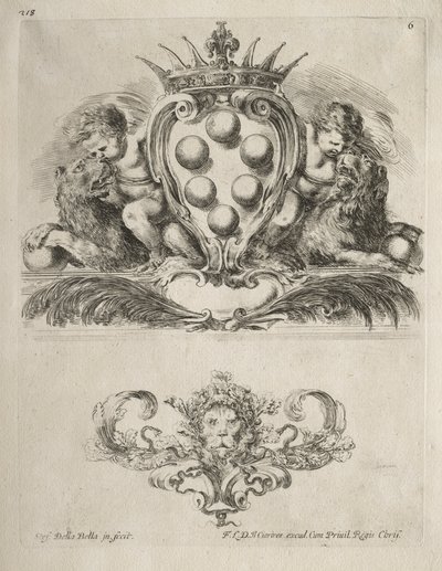 Colección de Varios Caprichos y Nuevos Diseños de Cartuchos y Adornos: No. 6 de Stefano della Bella