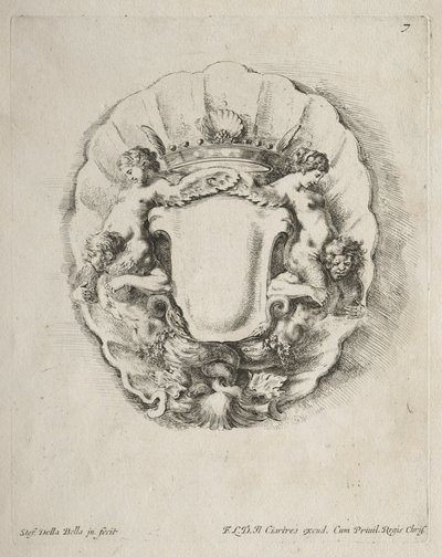 Colección de varios caprichos y nuevos diseños de cartuchos y adornos: No 7 de Stefano della Bella