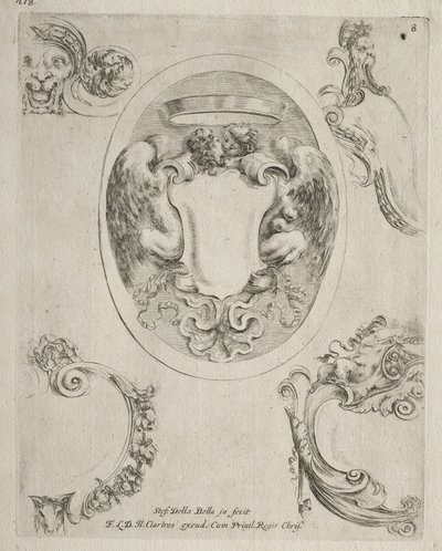 Colección de varios caprichos y nuevos diseños de cartuchos y ornamentos: No 8 de Stefano della Bella
