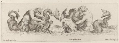 Delfines y Tritones, probablemente 1648 de Stefano della Bella