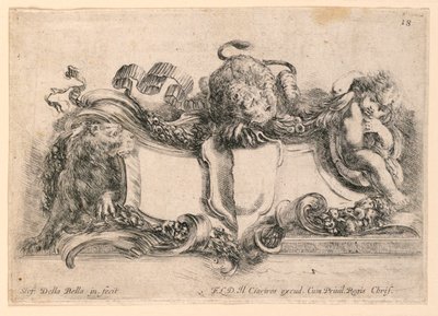Escudo, No 18 de "Raccolta di varii cappriccii et nove inventioni di cartelle et ornamenti" de Stefano della Bella