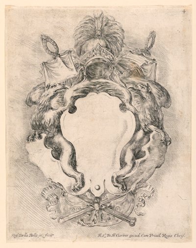 Escudo, No. 4 de "Raccolta di varii cappriccii et nove inventioni di cartelle et ornamenti" de Stefano della Bella