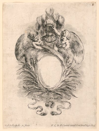 Escudo, No. 5 de "Raccolta di varii cappriccii et nove inventioni di cartelle et ornamenti" de Stefano della Bella