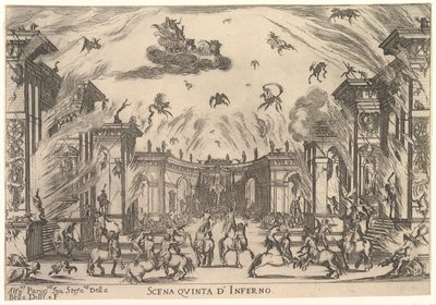Quinta escena, el Infierno, de El matrimonio de los dioses Le nozze degli Dei de Stefano della Bella