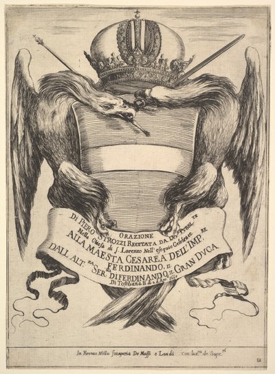 Frontispicio para El funeral del Emperador Fernando II Esequie dellimperadore Ferdinando..., 1637 de Stefano della Bella