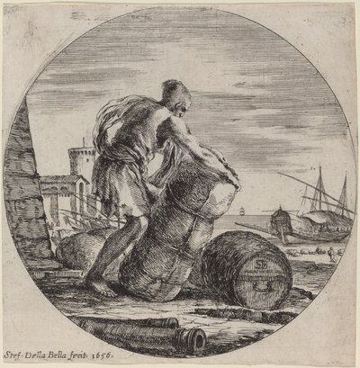 Esclavo de Galera Transportando la Carga del Barco de Stefano della Bella