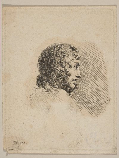 Cabeza de un joven de perfil, de Varios retratos Recueil de Diverses Pièces S..., ca. 1647 de Stefano della Bella