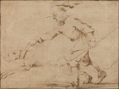 Cazador con un sabueso con correa de Stefano della Bella