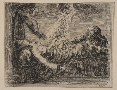 Júpiter y Danäe, del Juego de la Mitología, 1644 de Stefano della Bella