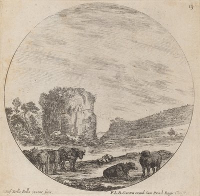 Paisaje con ruinas antiguas, 1646 de Stefano della Bella