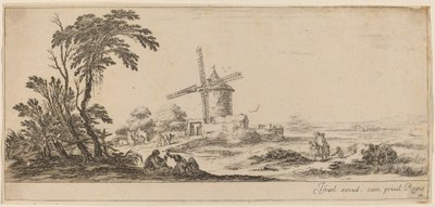 Paisaje con molino de viento de Stefano della Bella