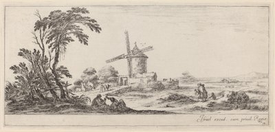 Paisaje con molino de viento, en o antes de 1647 de Stefano della Bella
