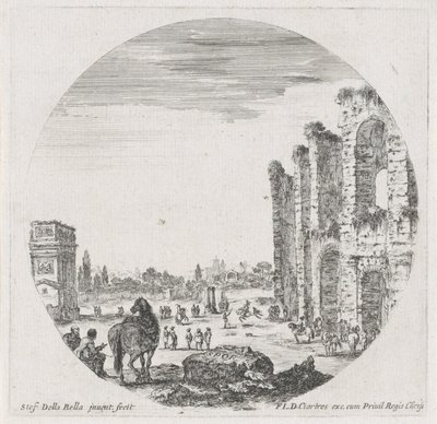 Paisaje con el Coliseo y el Arco de Constantino Paisajes y ruinas en Roma (título de la serie) Paysages et ruines de Rome (título de la serie) de Stefano della Bella