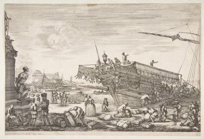 Cargando una galera, de Vistas del puerto de Livorno de Stefano della Bella