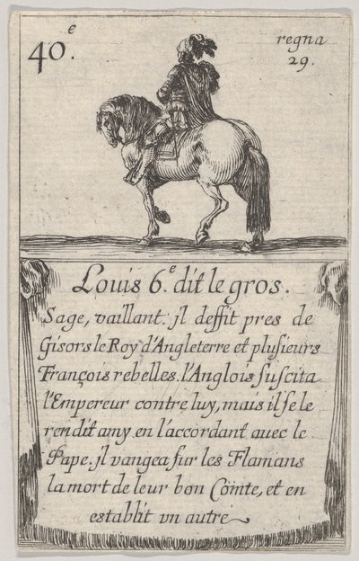 Luis VI, llamado el Gordo, Sabio, valiente, del Juego de los Reyes de Francia, 1644 de Stefano della Bella