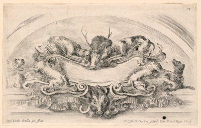 Luneta con Escudos, No. 13 de "Raccolta di varii cappriccii et nove inventioni di cartelle et ornamenti" de Stefano della Bella