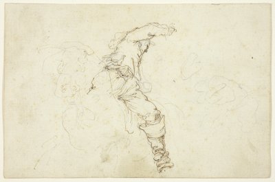 Hombre a caballo, levantando el brazo derecho de Stefano della Bella