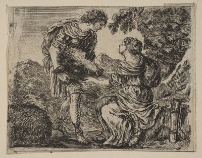 Meleagro y Atalanta, del Juego de la Mitología Jeu de la Mythologie, 1644 de Stefano della Bella
