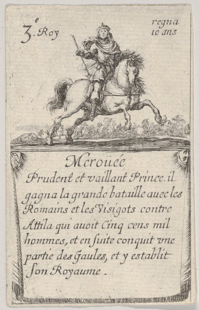 Meroüée Prudente y Valiente, del Juego de los Reyes de Francia, 1644 de Stefano della Bella