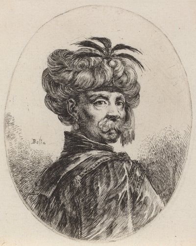 Moro con turbante adornado con cinco plumas, 1649-1650 de Stefano della Bella