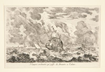 Un barco ordinario que viaja entre Douvre y Calais, de la serie Vues de ports de mar (Vistas de los puertos marítimos) de Stefano della Bella