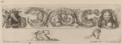 Friso ornamental con águila y león engalanados por niños, probablemente 1648 de Stefano della Bella
