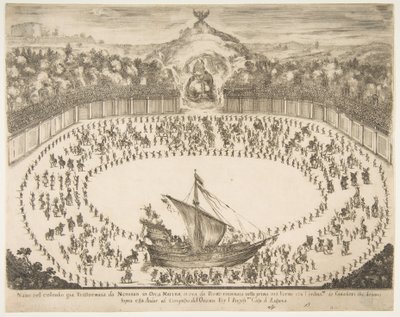 Carroza en forma de barco, escudo de armas del Gran Duque de Módena en la parte superior de Stefano della Bella