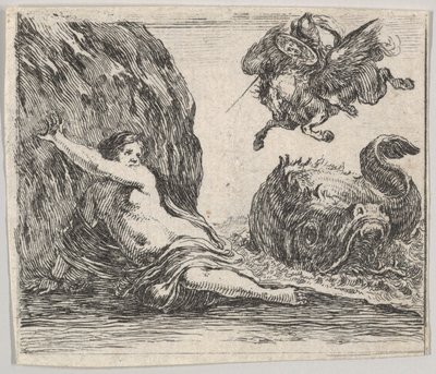 Perseo y Andrómeda, de Game of Mythology Jeu de la Mythologie, 1644 de Stefano della Bella