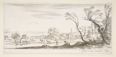Placa 2: una campesina quitándose los zapatos en el centro, otra campesina y dos niños, ca. 1641 de Stefano della Bella