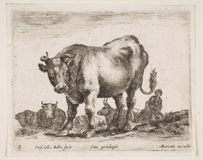 Vaca, de Diversos Animales Diversi animali, ca. 1641 de Stefano della Bella