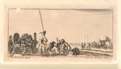 Placa 9, de "Desseins de Queleques Conduites de Troupes, Canons, et Ataques de Villes" de Stefano della Bella
