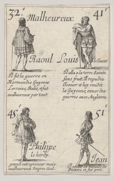 Raoul... Luis el Joven..., del Juego de los Reyes de Francia, 1644 de Stefano della Bella