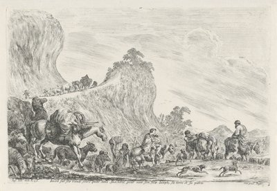 Reis van Jakob cerca de Egipto Iacob en sus viejos tiempos se va sin ira por su hijo José, las tierras y su patria (título sobre objeto) de Stefano della Bella
