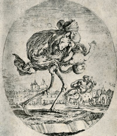 Reproducción de grabado del conjunto de Cinco Muertes, por Stefano della Bella, 1906 de Stefano della Bella
