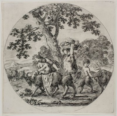 Familia de sátiros caminando de Stefano della Bella
