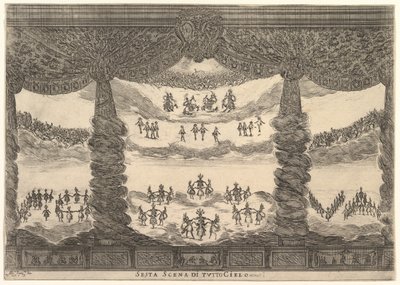 Sexta escena, los cielos, del Matrimonio de los dioses de Stefano della Bella