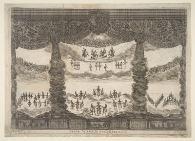 Sexta escena, los cielos, de El matrimonio de los dioses Le nozze degli Dei, 1637 de Stefano della Bella