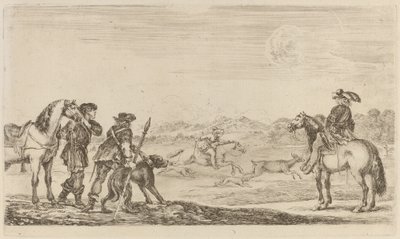 Ciervo pequeño perseguido por un caballero de Stefano della Bella