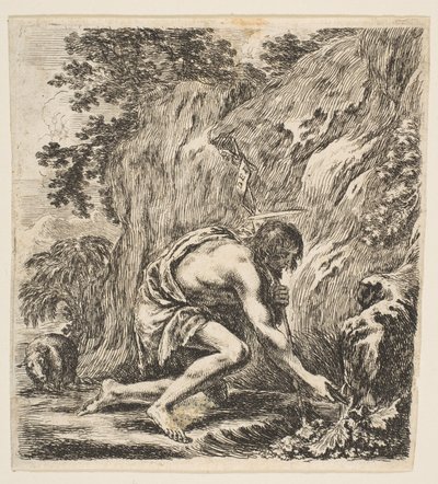 San Juan Bautista sacando agua de un manantial, ca. 1649 de Stefano della Bella