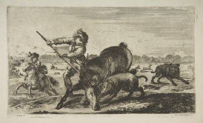 Ciervo acorralado, de Cacerías de animales, ca. 1654 de Stefano della Bella