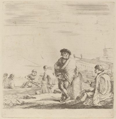 Marinero de pie hablando con un levantino sentado de Stefano della Bella