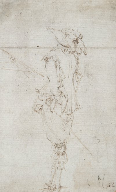 Estudio de una soldado de pie de Stefano della Bella