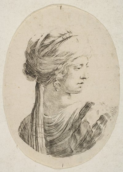 Sultana con turbante, de perfil a la derecha, de 