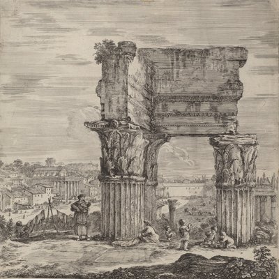 Templo de la Concordia y Foro Romano, 1656 de Stefano della Bella
