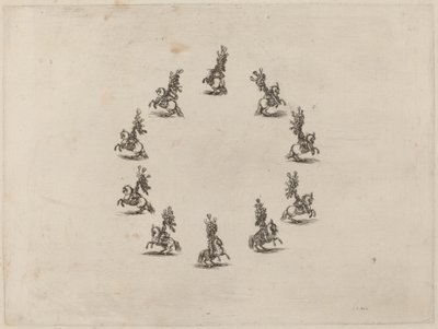 Diez caballeros en un círculo de Stefano della Bella